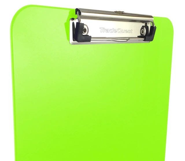 Alt view image 2 of 6 - Light Green Plastic Clipboards Letter Size Low Profile (6-Pack) Holds 80 to 100 sheets with rubberized grip corners, plus a retractable hanging loop that folds flat when not needed