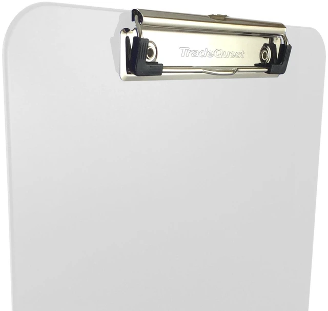Alt view image 2 of 6 - White Plastic Clipboards Letter Size Low Profile (6-Pack) Holds 80 to 100 sheets with rubberized grip corners, plus a retractable hanging loop that folds flat when not needed