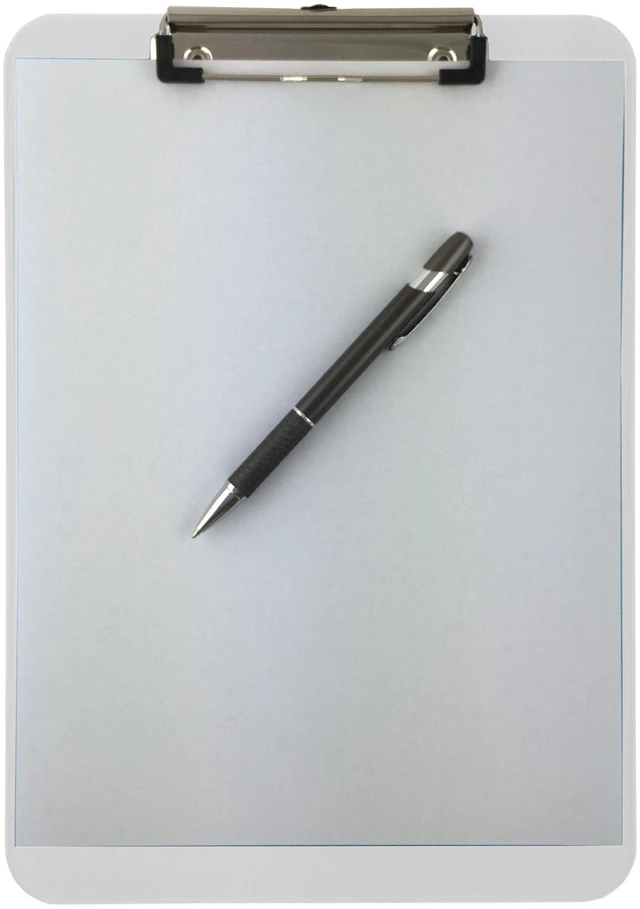 Alt view image 3 of 6 - White Plastic Clipboards Letter Size Low Profile (6-Pack) Holds 80 to 100 sheets with rubberized grip corners, plus a retractable hanging loop that folds flat when not needed