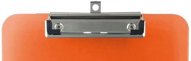 Alt view image 5 of 6 - Orange Plastic Clipboards Letter Size Low Profile (6-Pack) Holds 80 to 100 sheets with rubberized grip corners, plus a retractable hanging loop that folds flat when not needed