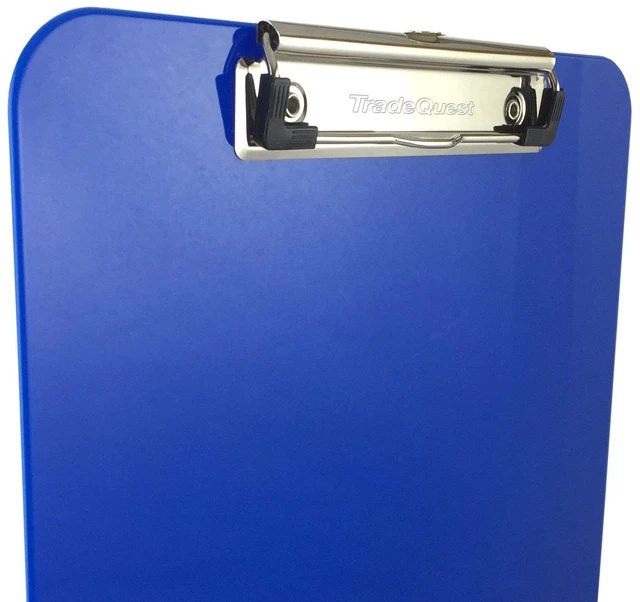Alt view image 2 of 6 - Dark Blue Plastic Clipboards Letter Size Low Profile (6-Pack) Holds 80 to 100 sheets with rubberized grip corners, plus a retractable hanging loop that folds flat when not needed