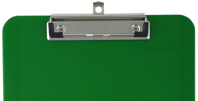 Alt view image 5 of 6 - Dark Green Plastic Clipboards Letter Size Low Profile (6-Pack) Holds 80 to 100 sheets with rubberized grip corners, plus a retractable hanging loop that folds flat when not needed