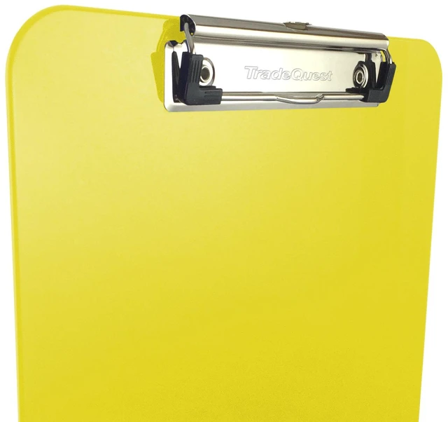 Alt view image 2 of 6 - Yellow Plastic Clipboards Letter Size Low Profile (6-Pack) Holds 80 to 100 sheets with rubberized grip corners, plus a retractable hanging loop that folds flat when not needed