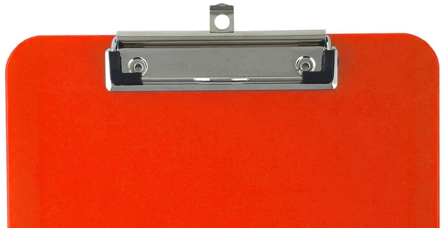 Alt view image 5 of 6 - Red Plastic Clipboards Letter Size Low Profile (6-Pack) Holds 80 to 100 sheets with rubberized grip corners, plus a retractable hanging loop that folds flat when not needed