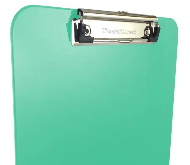 Alt view image 2 of 6 - Sea Green Plastic Clipboards Letter Size Low Profile (6-Pack) Holds 80 to 100 sheets with rubberized grip corners, plus a retractable hanging loop that folds flat when not needed