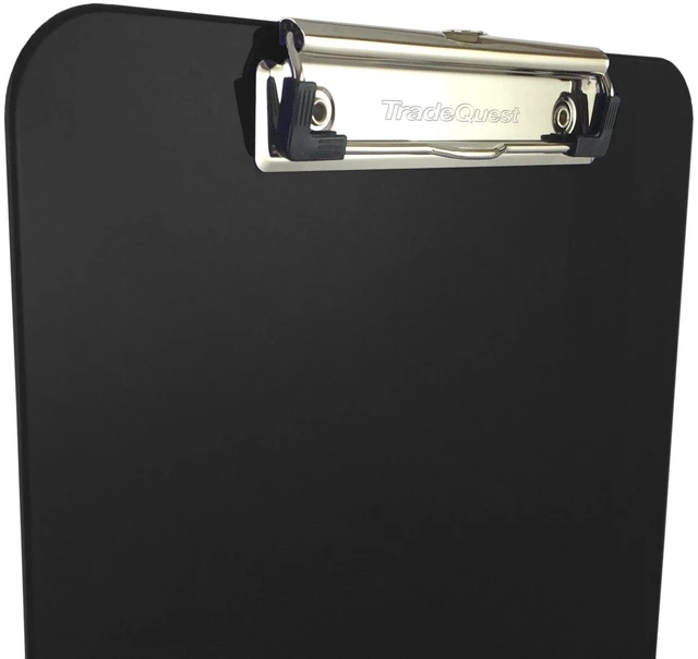 Alt view image 2 of 6 - Black Plastic Clipboards Letter Size Low Profile (6-Pack) Holds 80 to 100 sheets with rubberized grip corners, plus a retractable hanging loop that folds flat when not needed