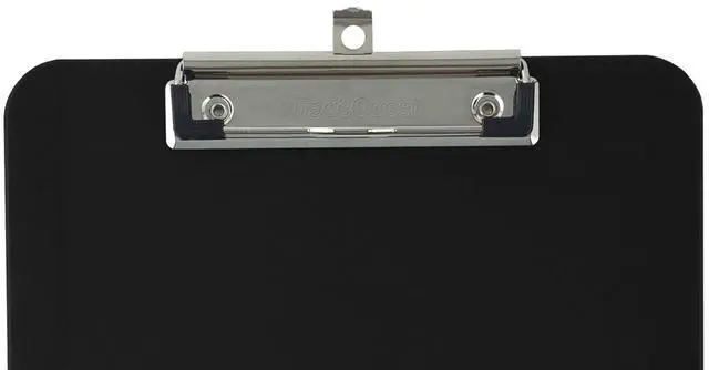 Alt view image 5 of 6 - Black Plastic Clipboards Letter Size Low Profile (6-Pack) Holds 80 to 100 sheets with rubberized grip corners, plus a retractable hanging loop that folds flat when not needed