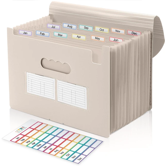 Main image of Accordion File Organizer, Expanding File Folder with 13 Pockets, Portable Document Paper Bill Receipt Organizer, Home School Office Supplies, Letter A4 Size Brown