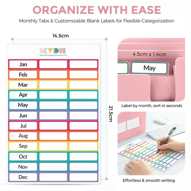 Alt view image 2 of 7 - Accordion File Organizer, Expanding File Folder with 13 Pockets, Portable Document Paper Bill Receipt Organizer, Home School Pink Office Supplies, Letter A4 Size