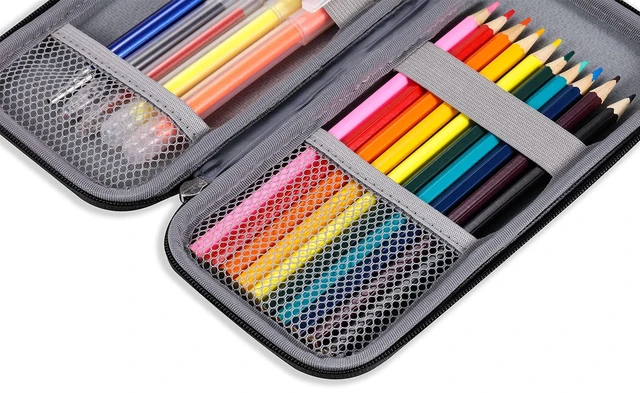 Alt view image 3 of 7 - Upgraded Hard Pencil Case Box for Adults,Durable Pen Carrying Case with Zipper-Gray