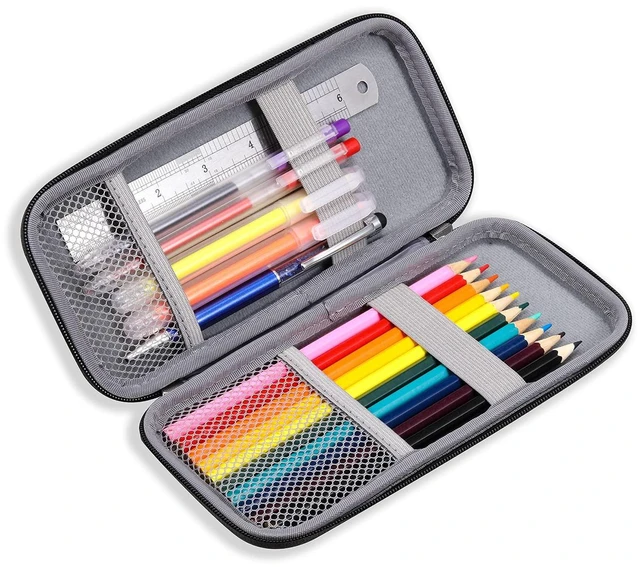 Alt view image 2 of 7 - Upgraded Hard Pencil Case Box for Adults,Durable Pen Carrying Case with Zipper-Gray