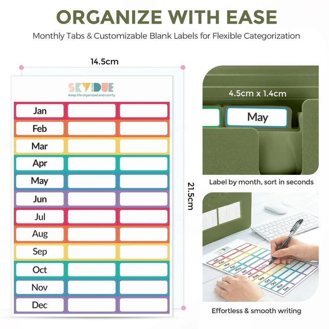 Alt view image 2 of 7 - Accordion File Organizer, Expanding File Folder with 13 Pockets, Portable Document Paper Bill Receipt Organizer, Home School Office Supplies, Letter A4 Size OliveGreen