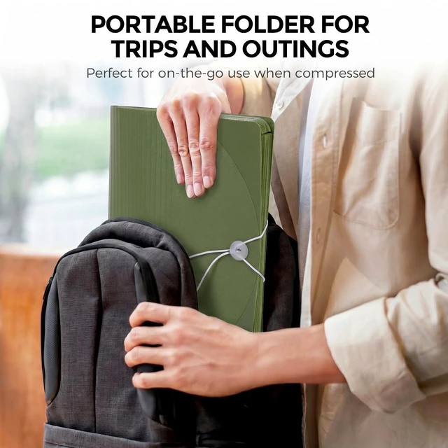 Alt view image 7 of 7 - Accordion File Organizer, Expanding File Folder with 13 Pockets, Portable Document Paper Bill Receipt Organizer, Home School Office Supplies, Letter A4 Size OliveGreen
