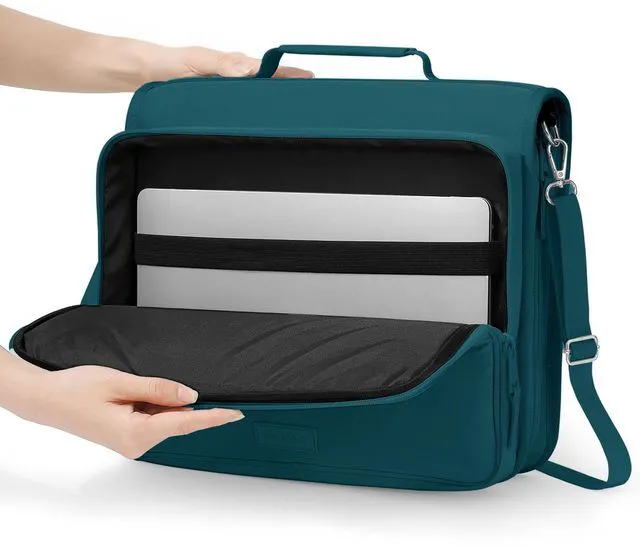 Main image of Zipper Binder 3 Ring 2-Inch in Dark Teal-Green Features a Shoulder Strap, 13 Inch Laptop Pocket, with Multiple Storage Pockets. Ideal Organizer for Middle School Students
