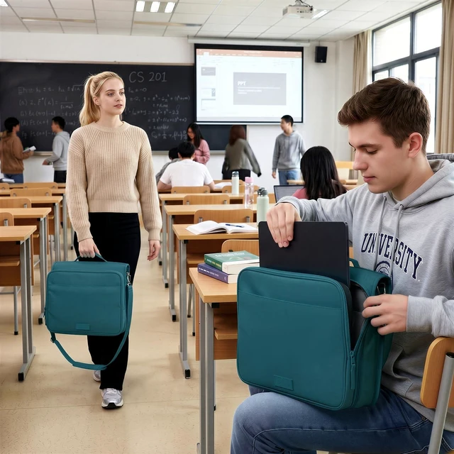Alt view image 6 of 7 - Zipper Binder 3 Ring 2-Inch in Dark Teal-Green Features a Shoulder Strap, 13 Inch Laptop Pocket, with Multiple Storage Pockets. Ideal Organizer for Middle School Students
