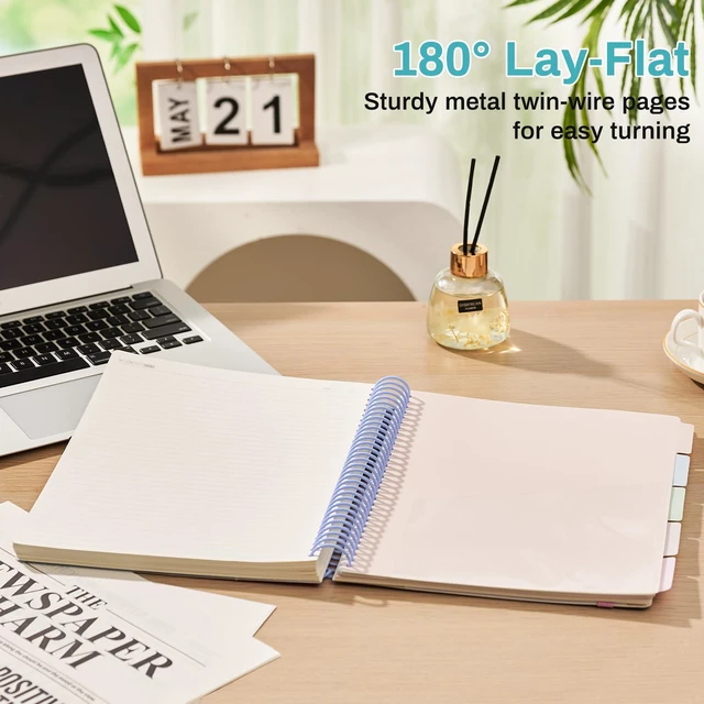 Alt view image 5 of 6 - 5-Subject Hardcover Spiral Notebook, 8.5" x 11", College Ruled 240 college-ruled pages, 100 GSM paper, 5 removable dividers, inner pocket and protective metal corners
