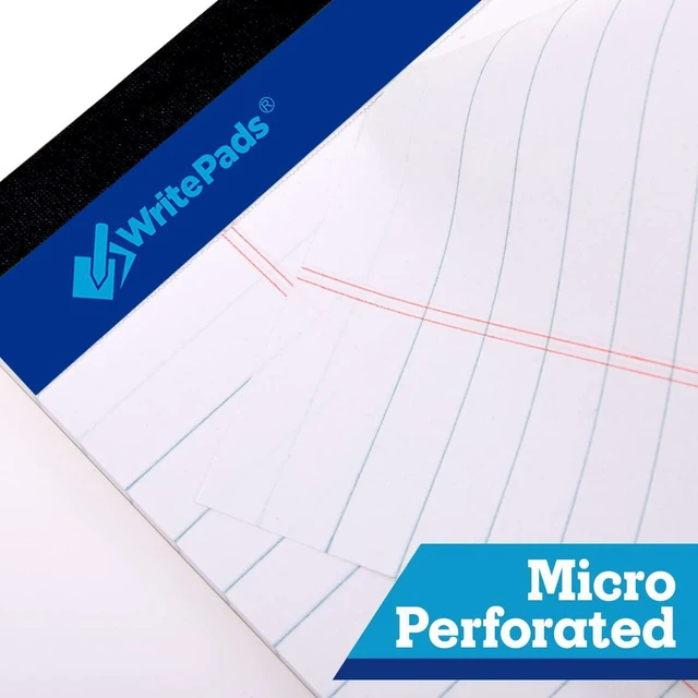 Alt view image 3 of 5 - Legal Pad, 8.5 x 11, Wide Ruled, White Paper, 48-Pack, 50 Sheets Per Pad, Micro-Perforated Notepad, Office Supplies Made in USA