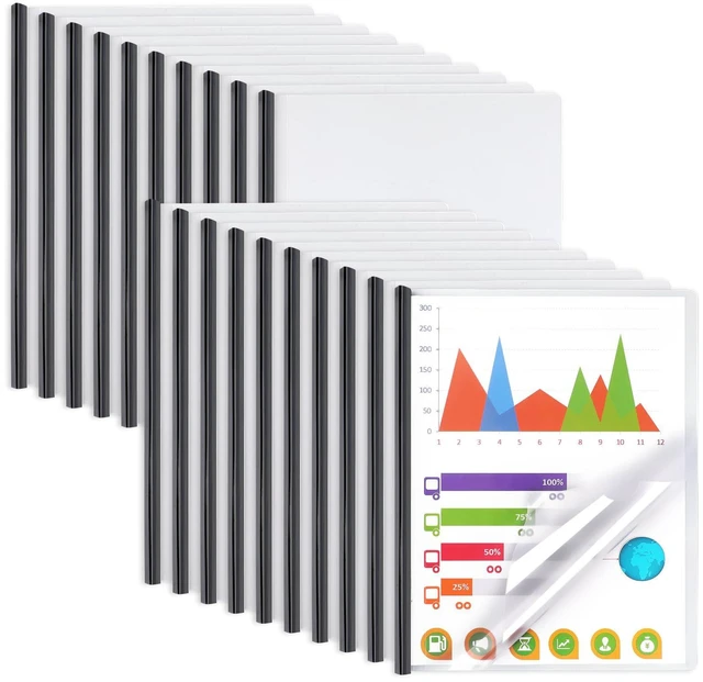 Main image of Report Covers with Sliding Bar, Clear Report Covers for Letter-Size Paper A4 Resume Covers Presentation Folders File Document Binder for School Business, 70 Sheet Capacity