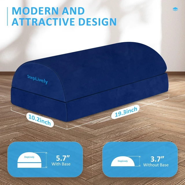 Alt view image 4 of 6 - Foot Rest for Under Desk at Work, 2 Heights Foot Stool, Blue, X-Large Comfortable Office Desk Accessories with 2 Adjustable Heights, Washable Cover, Footrest for Office, Home and Car Foot Support