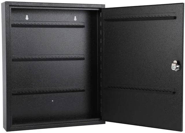 Alt view image 6 of 7 - Key Lock Box, Wall Mount 100 Key Cabinet, Black Numbered Key Storage Organizer, Secure Lock Box, Includes Key Hooks & Labels, Home, Office & Property Use, 17.1 x 14 x 3.1 In