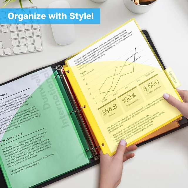 Alt view image 7 of 7 - 5-Tab Binder Pocket Dividers for 3-Ring Binders, 3 Sets, 15 Count 5 Insertable Tabs, Pocket Binder Dividers, 3 Sets, Fits Standard 3-Ring Binders, Assorted Colors