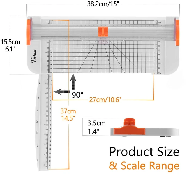 Alt view image 2 of 6 - A4 Paper Cutter, 12 Inch Paper Trimmer with Extened Ruler, White 12 Sheet Capacity | CM & Inch Scale | Spring-Loaded Safe Blade | Cuts Cardstock, Vinyl, Coupons, Labels & Scrapbooking Crafts