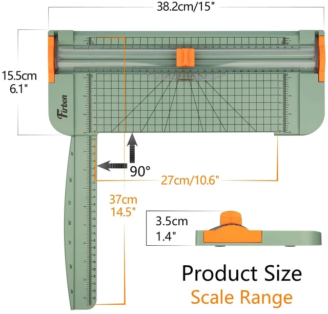 Alt view image 2 of 6 - A4 Paper Cutter, 12 Inch Paper Trimmer with Extened Ruler, Morandi 12 Sheet Capacity | CM & Inch Scale | Spring-Loaded Safe Blade | Cuts Cardstock, Vinyl, Coupons, Labels & Scrapbooking Crafts