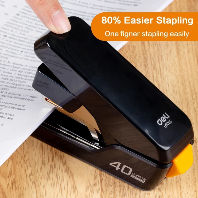 Alt view image 2 of 7 - Stapler, Effortless Staplers for Desk, Heavy Duty Staplers, Black 40 Sheet Capacity,One Touch, No Effort, Easy to Load,With 2000 Staples & Staple Remover, Good for Office, Home Use