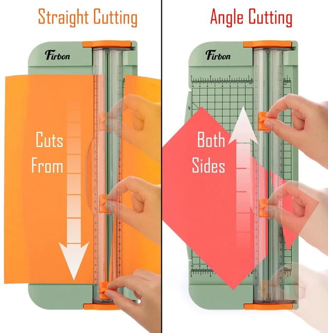 Alt view image 4 of 6 - A4 Paper Cutter, 12 Inch Paper Trimmer with Extened Ruler, Morandi 12 Sheet Capacity | CM & Inch Scale | Spring-Loaded Safe Blade | Cuts Cardstock, Vinyl, Coupons, Labels & Scrapbooking Crafts