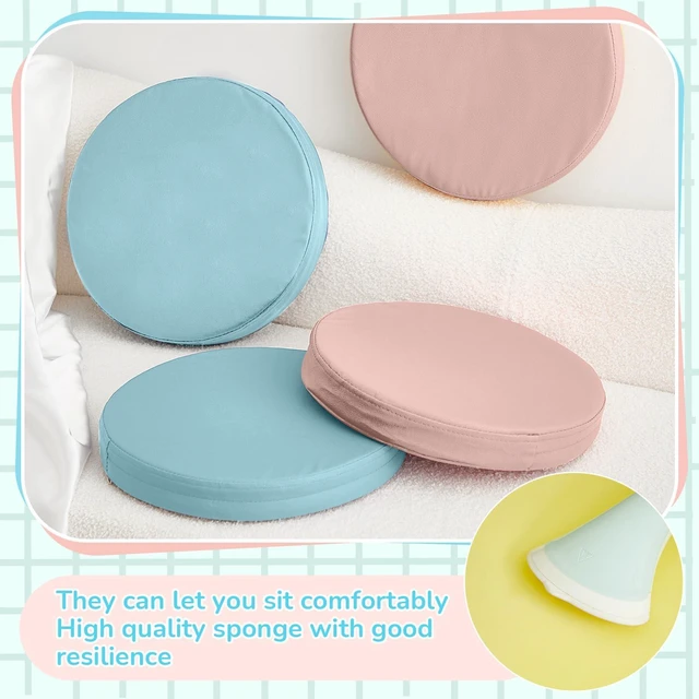 Alt view image 5 of 7 - 2 Pcs Extra Thick Floor Cushion Classroom, Blue and Pink, Round Flexible Seating Cushions, Assorted Colored Pillow Floor Cushions, Soft Support for Learning Sitting Home Office School Chair
