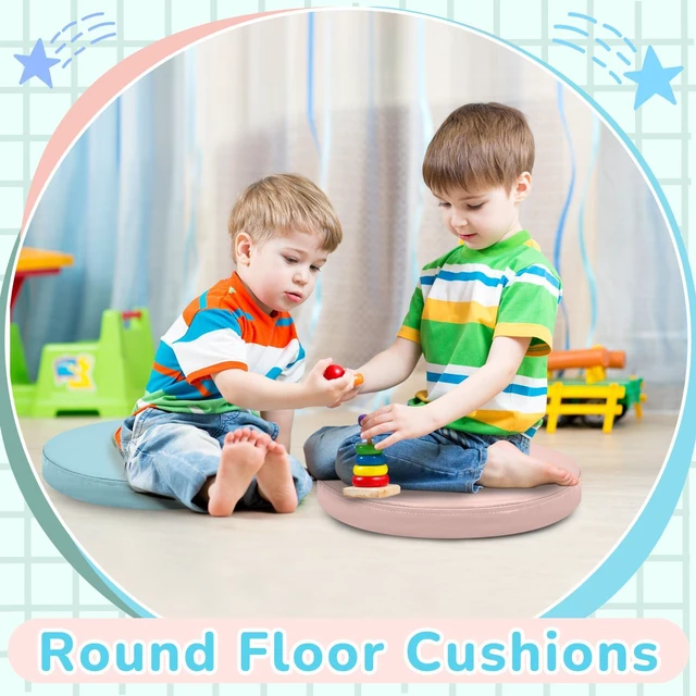 Alt view image 6 of 7 - 2 Pcs Extra Thick Floor Cushion Classroom, Blue and Pink, Round Flexible Seating Cushions, Assorted Colored Pillow Floor Cushions, Soft Support for Learning Sitting Home Office School Chair