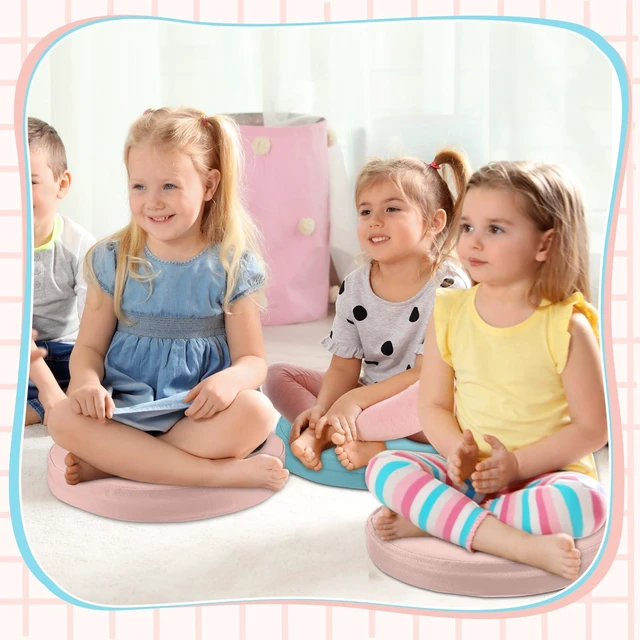 Alt view image 7 of 7 - 2 Pcs Extra Thick Floor Cushion Classroom, Blue and Pink, Round Flexible Seating Cushions, Assorted Colored Pillow Floor Cushions, Soft Support for Learning Sitting Home Office School Chair