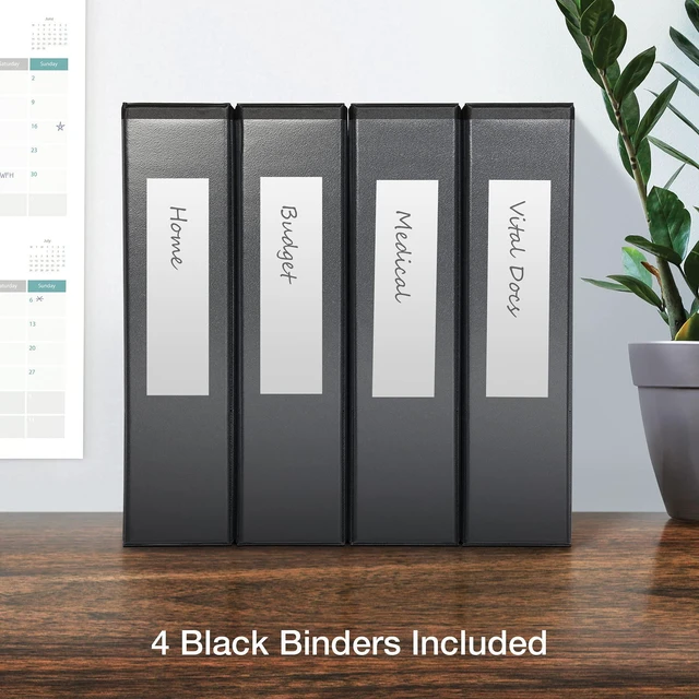 Alt view image 5 of 6 - 3 Ring Binders, Binders for School and Office, 2 Inch ONE-Touch Easy Open D Rings, 3-Sided View Binder Covers, Xtralife Hinge, Non-Stick, PVC-Free, Black, 530-Sheet Capacity, 4 Pack (79911)