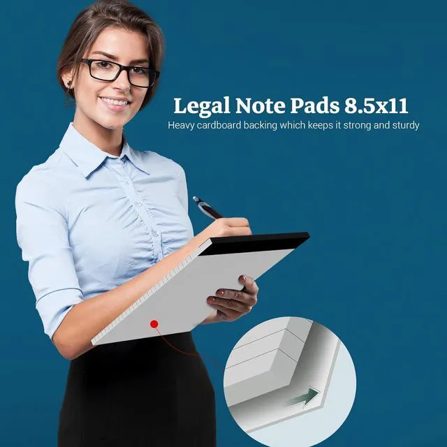Alt view image 4 of 7 - White Legal Pads 8.5 x 11 Notepads, 12 Pack Writing Paper Note Pads 8.5x11 Perforated Wide Ruled Lined Writing Pads 30 Sheets for Home Office School Work, Legal Notepads Double-Side Printed Per Pad