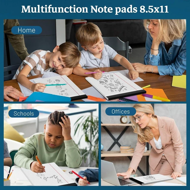 Alt view image 6 of 7 - White Legal Pads 8.5 x 11 Notepads, 12 Pack Writing Paper Note Pads 8.5x11 Perforated Wide Ruled Lined Writing Pads 30 Sheets for Home Office School Work, Legal Notepads Double-Side Printed Per Pad