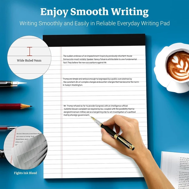 Alt view image 5 of 7 - White Legal Pads 8.5 x 11 Notepads, 12 Pack Writing Paper Note Pads 8.5x11 Perforated Wide Ruled Lined Writing Pads 30 Sheets for Home Office School Work, Legal Notepads Double-Side Printed Per Pad