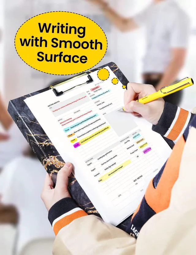 Alt view image 6 of 7 - 1 Inch Binder with Dividers, Cute Binder with Clipboard, Three Ring Binder Organizer, 5 Tab Dividers, 18 Labels and 2 Pockets, Letter Size for School and Office Supplies,Black Marble Design