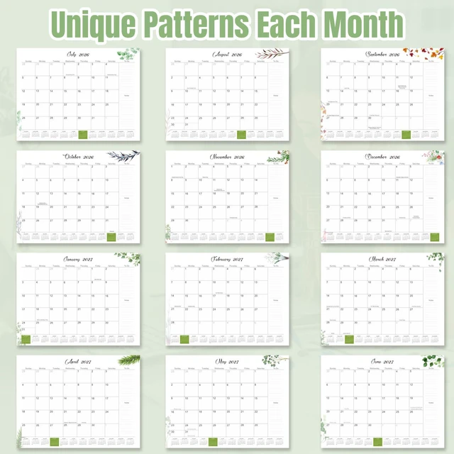 Alt view image 5 of 7 - Desk Calendar 2026-2027 with Desktop Mat,22x17'' Large Desktop Pad Calendar 18-Month Desk Calendar, July 2026-Dec 2027, Simplified Monthly Calendar Perfect for Home School and Office - Green