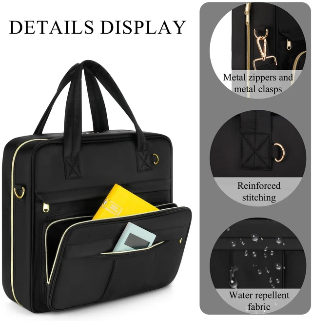 Alt view image 3 of 7 - Zipper Binder | 3 Inch O-Ring, 600 Sheet Capacity Trapper Keeper with Shoulder Strap & Handle, Binder Bag with Multiple Storage Pockets, Fits 13" Laptop (Black)