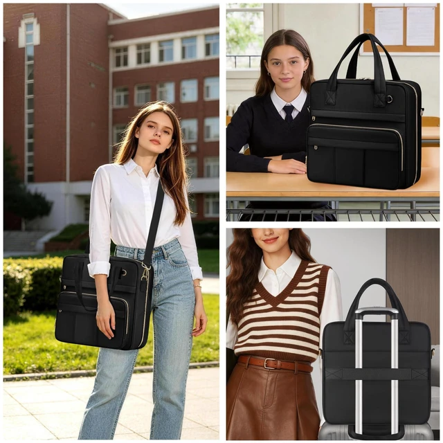 Alt view image 7 of 7 - Zipper Binder | 3 Inch O-Ring, 600 Sheet Capacity Trapper Keeper with Shoulder Strap & Handle, Binder Bag with Multiple Storage Pockets, Fits 13" Laptop (Black)