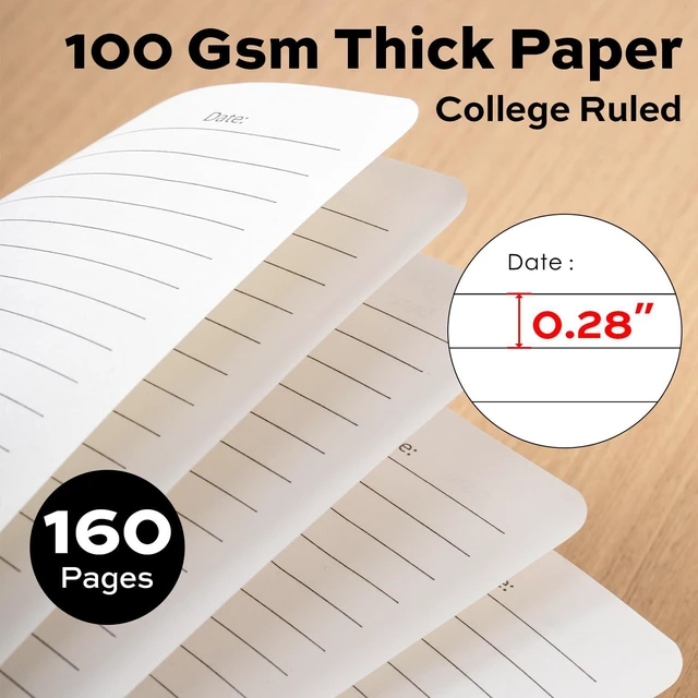 Alt view image 4 of 7 - 3-Pack Lined Spiral Journal Notebook Black, 160 Pages, A5 (5.5"x8") Hardcover Writing Notebook, College Ruled Spiral Bound Journal for Women & Men - Perfect for Work, School, Office & Note Taking
