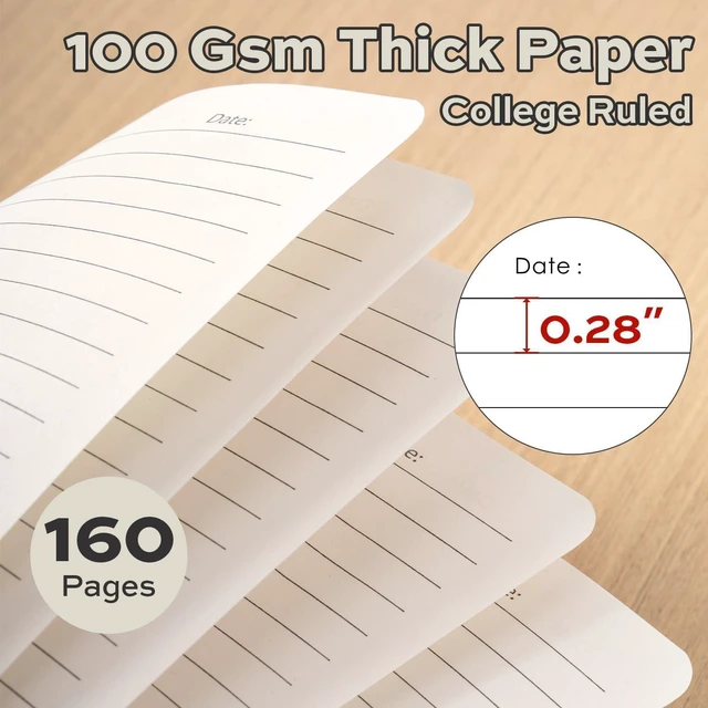 Alt view image 4 of 7 - 3 Pack Lined Spiral Journal Notebook, 160 Pages, A5 (5.5"x8") Hardcover Writing Notebook, College Ruled Spiral Bound Journal for Women & Men - Perfect for Work, School, Office & Note Taking