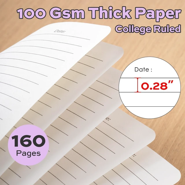 Alt view image 4 of 7 - 3 Pack Lined Spiral Journal Notebook, 160 Pages, A5 (5.5"x8") Hardcover Writing Notebook, College Ruled Spiral Bound Journal for Women & Men - Perfect for Work, School, Office & Note Taking