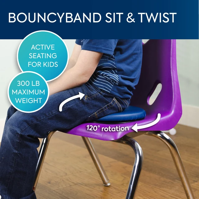 Main image of BouncyBand Sit & Twist Active Seat Cushion 12 D Sensory Cushion for Kids Up to 300lbs Sensory Tool Promotes Active Learning and Improves Focus and Productivity (Pack of 3)