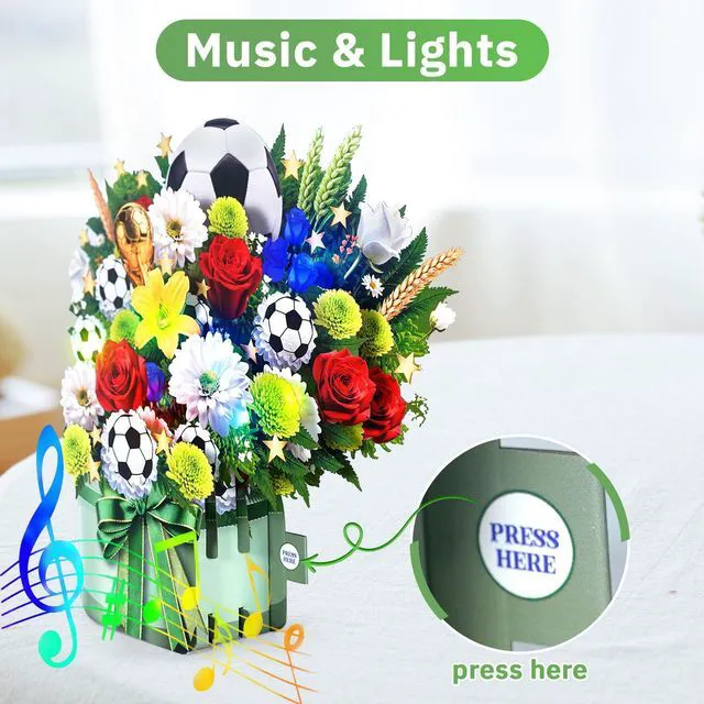 Alt view image 4 of 7 - Soccer Birthday Card for Men with Music & Lights, 3D Pop Up Football Gift for Soccer Fans, Dad, Husband, Boyfriend and Boys