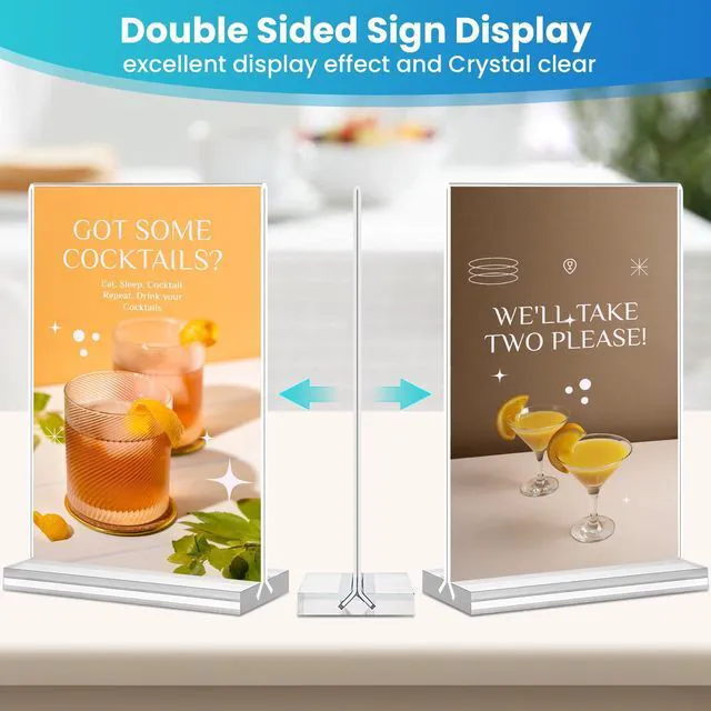 Alt view image 3 of 7 - Acrylic Sign Holder 4x6, 15 Pack Clear Double Sided Menu Vertical Display Stand, Desktop Paper Holder Suitable for Restaurants, Office, Store, Show Fair