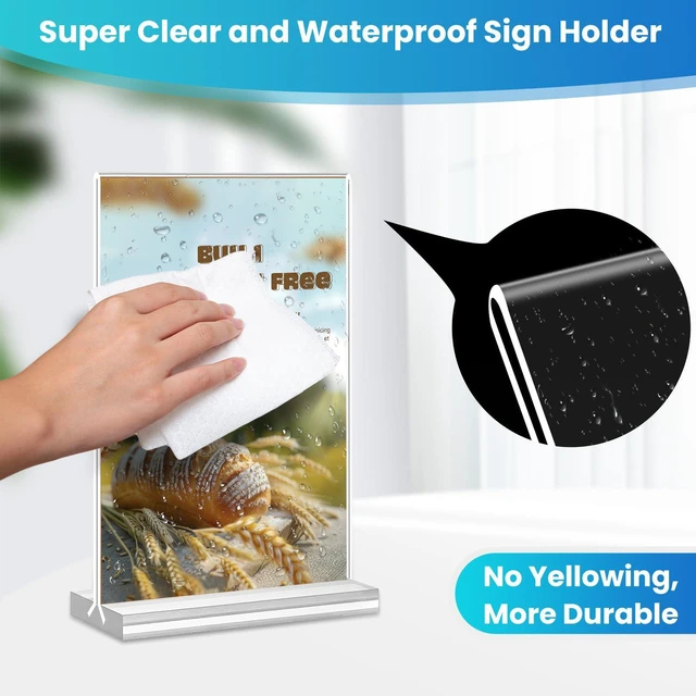 Alt view image 4 of 7 - Acrylic Sign Holder 4x6, 15 Pack Clear Double Sided Menu Vertical Display Stand, Desktop Paper Holder Suitable for Restaurants, Office, Store, Show Fair