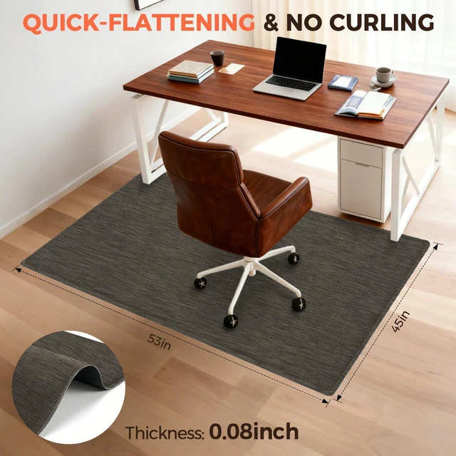 Alt view image 4 of 7 - Office Chair Mat for Hardwood Floor, 45"x53" Heavy Duty Computer Chair Mat - Fast Flat & Smooth Glide - Non-Slip Desk Chair Floor Protector for Home Office - Dark Brown