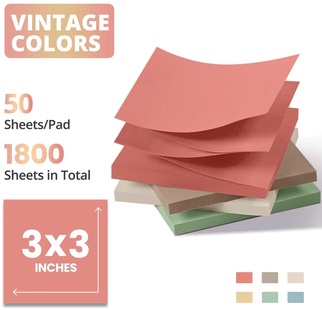 Alt view image 2 of 7 - 36 Pads Pop Up Sticky Notes, 3x3 Inches, Accordion Self-Stick Notes Accordion Sticky Notes Refill for Dispenser, Bulk Sticky Notes for Office, Home, School, Meeting & Reminders, Vintage