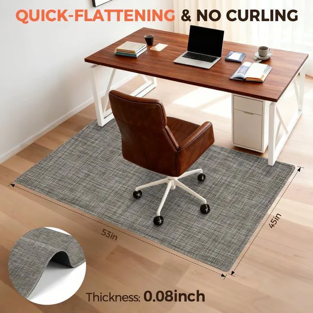 Alt view image 4 of 7 - Office Chair Mat for Hardwood Floor, 45"x53" Heavy Duty Computer Chair Mat - Fast Flat & Smooth Glide - Non-Slip Desk Chair Floor Protector for Home Office - Brown